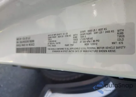 2024 Ram Promaster 2500 Tradesman High Roof 159 Wb W/Pass Seat from USA, damaged, VIN 3C6LRVDGXRE106300